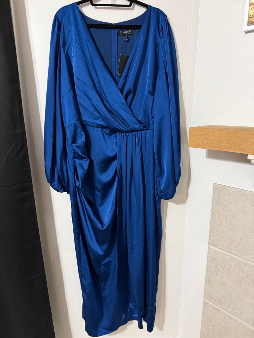 Eloquii Royal Blue Long Sleeve Wrap Maxi Dress